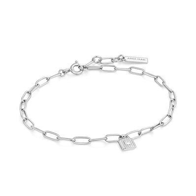 Ania Haie Sterling Silver Chunky Chain Padlock Bracelet
