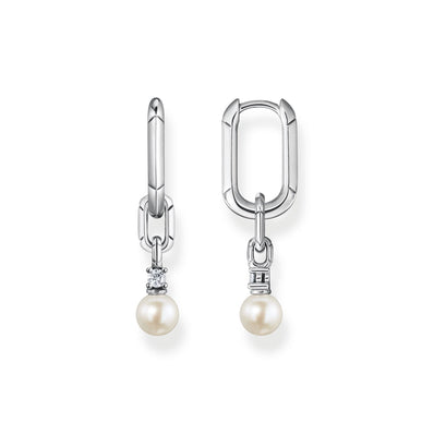 Thomas Sabo Hoop Earrings Links With Pearl Silver