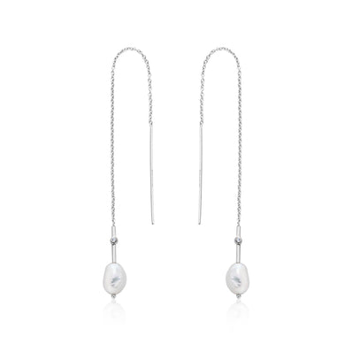 Ania Haie Sterling Silver Freshwater Pearl Threader Earrings