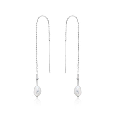 Ania Haie Sterling Silver Freshwater Pearl Threader Earrings