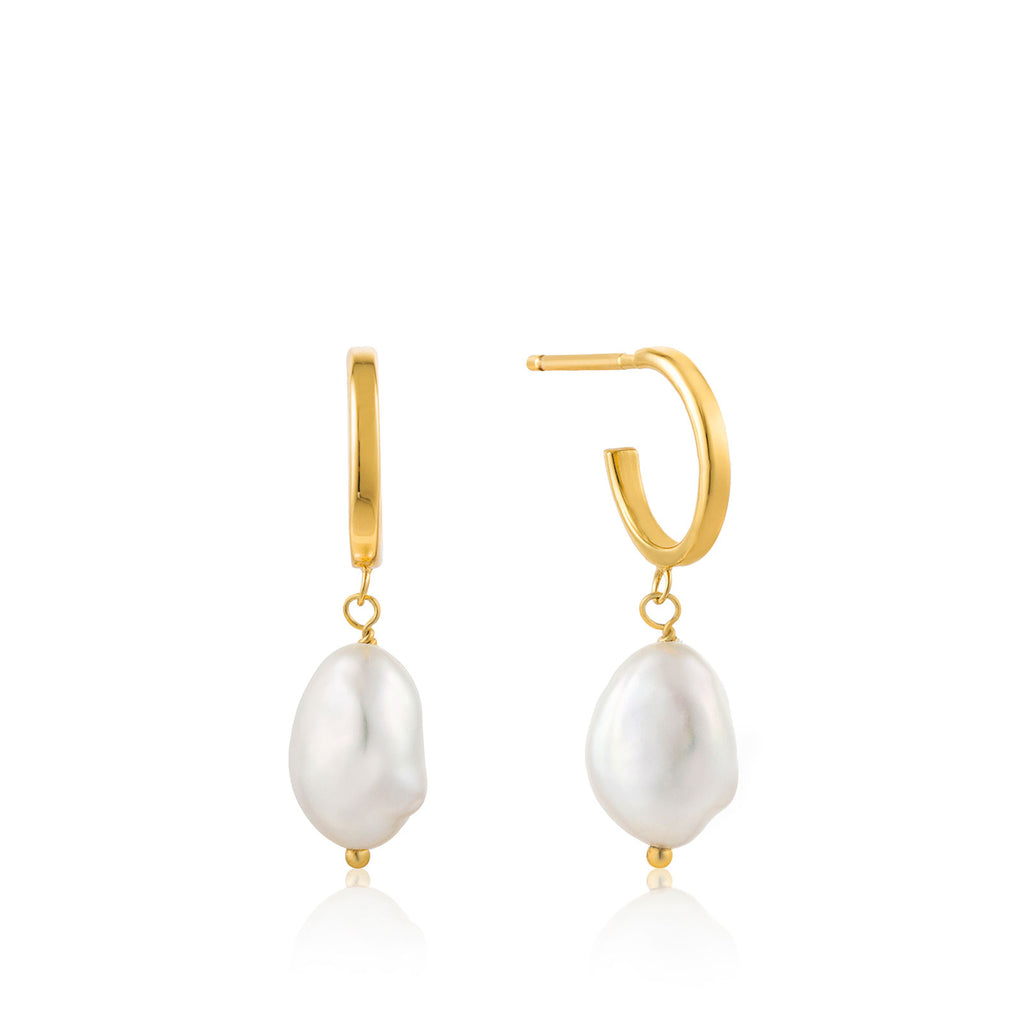 Ania Haie Sterling Silver & Gold Plated Pearl Mini Hoop Earrings – Zamels
