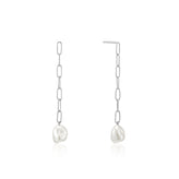 Ania Haie Sterling Silver Pearl Chunky Drop Earrings