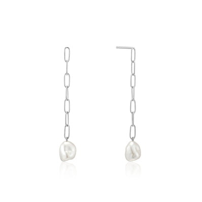 Ania Haie Sterling Silver Pearl Chunky Drop Earrings