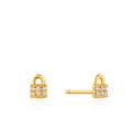 Ania Haie Sterling Silver & Gold Plated Padlock Sparkle Stud Earrings