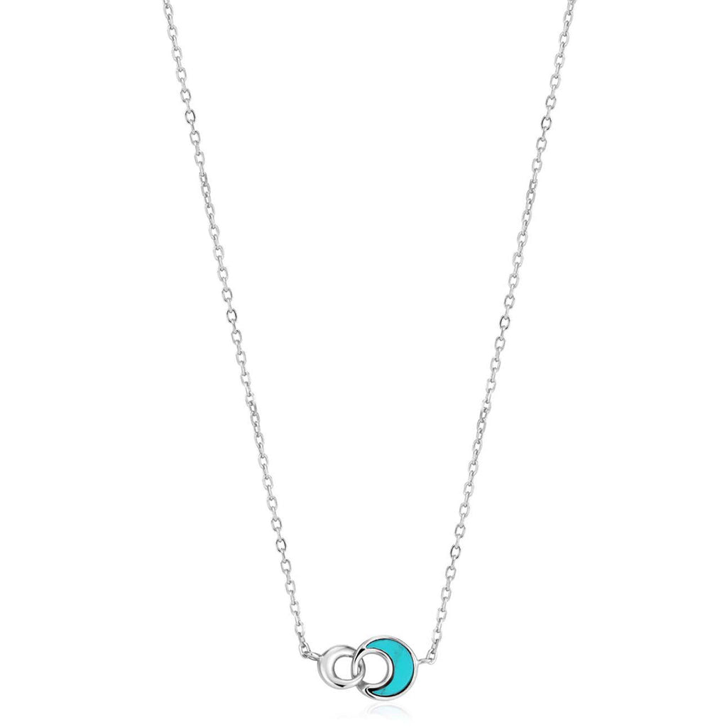 Ania Haie Sterling Silver Tidal Turquoise Crescent Link Necklace