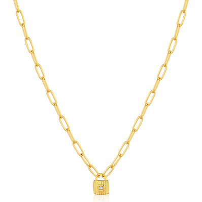 Ania Haie Sterling Silver & Gold Plated Chunky Chain Padlock Necklace