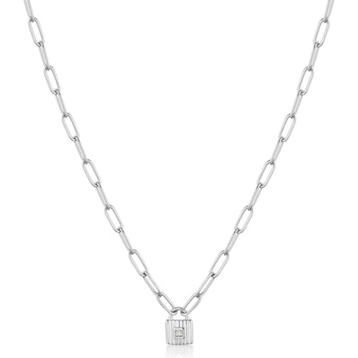 Ania Haie Sterling Silver Chunky Chain Padlock Necklace