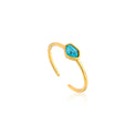 Ania Haie Sterling Silver & Gold Plated Turquoise Adjustable Ring