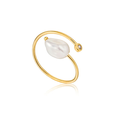 Ania Haie Sterling Silver & Gold Plated Freshwater Pearl Twist Ring