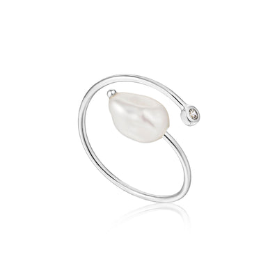 Ania Haie Sterling Silver Freshwater Pearl Twist Ring