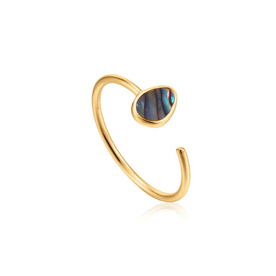 Ania Haie Sterling Silver & Gold Plated Tidal Abalone Adjustable Ring