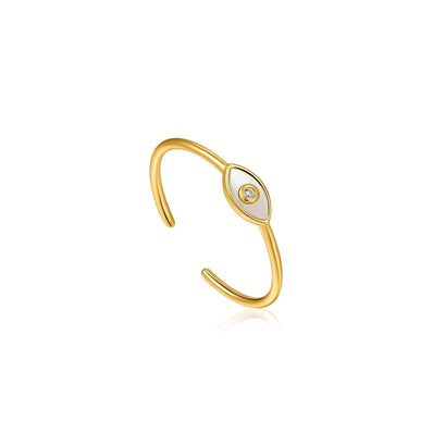 Ania Haie Sterling Silver & Gold Plated Evil Eye Adjustable Ring