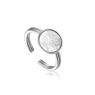 Ania Haie Sterling Silver Sunbeam Emblem Adjustable Ring
