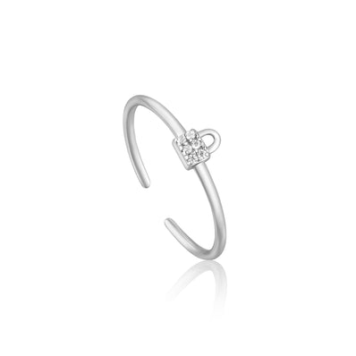 Ania Haie Sterling Silver Padlock Sparkle Adjustable Ring