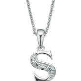 Sterling Silver Diamond Set Initial Pendant