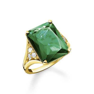 Thomas Sabo Ring Green Stone Gold