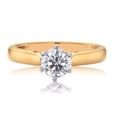 Solitaire 18ct Two Tone Gold Round Brilliant Cut with 1 CARAT of Diamonds Ring