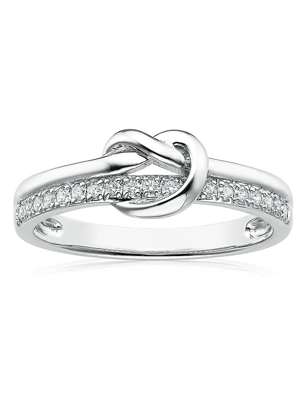 Sterling Silver  Cubic Zirconia Knot Ring